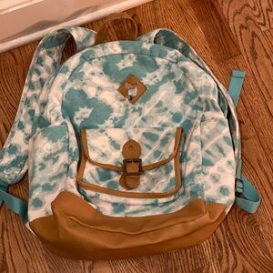 Pottery barn kids backpack, teal, and white